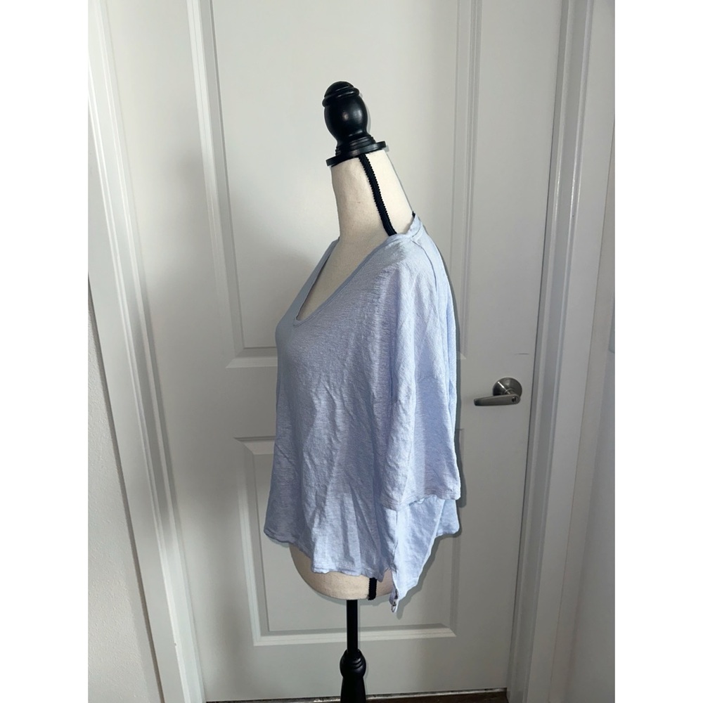 Tahari Blue Relaxed Crop Short Sleeve T-Shirt - Picture 4 of 7